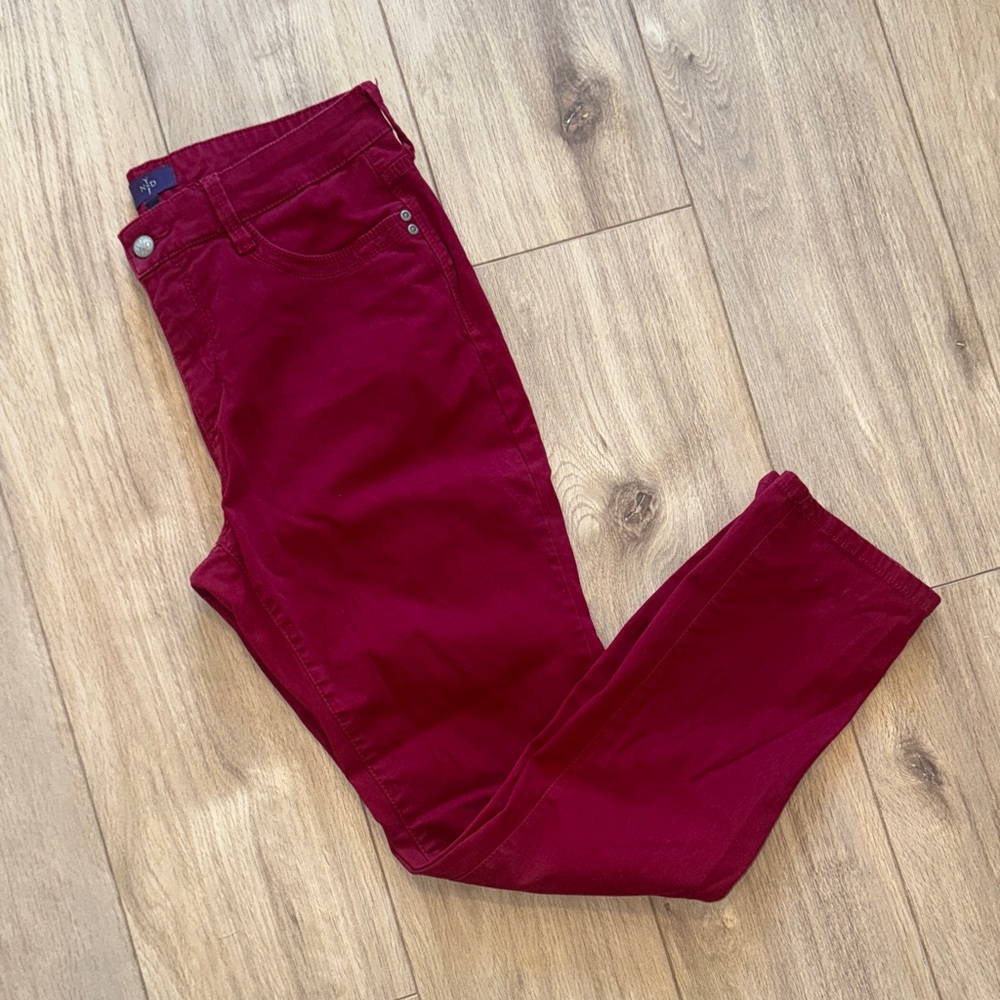 NYDJ Samantha Slim Red Soft Velvet Style Skinny Jean Pants